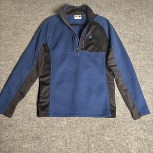 Spyder Half‑Zip Pullover Mens L Royal Blue Black Outbound F22 Sweater‑Fleece